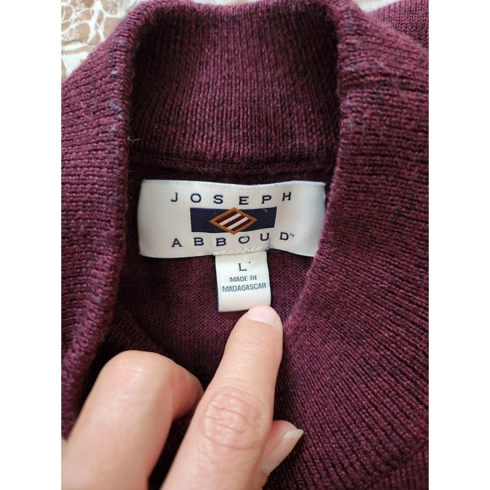 Joseph Abboud Mens Sweater Pullover Merino Wool Blend Long Sleeve Mock Neck Sz L